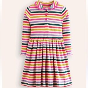 NWT Mini Boden | Multicolor Striped Long Sleeve Ribbed Dress | 6/7